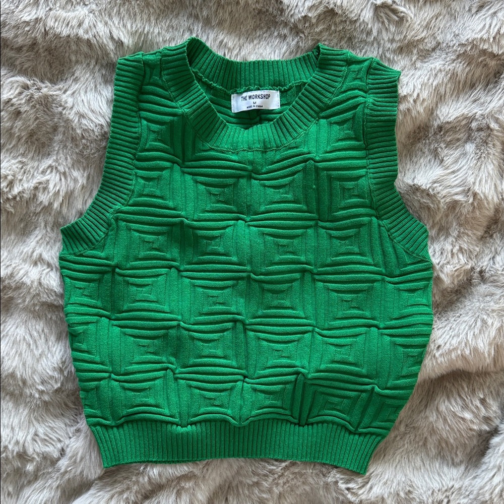 Vici Green Textured Tank Top